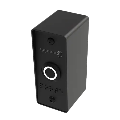 Bouton poussoir noir INOX avec plaque étroite et boitier de mise en applique – PB19VB_BAP-N