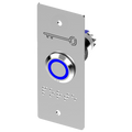 Bouton poussoir Inox bleu 19mm, bornier à vis + plaque – BOUTON POUSSOIR