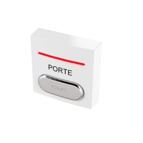 Bouton poussoir ABS NO+NC + LEDs rouge et verte Buzzer et Braille marquage "PORTE" – BOUTON POUSSOIR