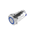 Bouton poussoir INOX bleu 19 mm, NO+NC, 12V DC – BOUTON POUSSOIR